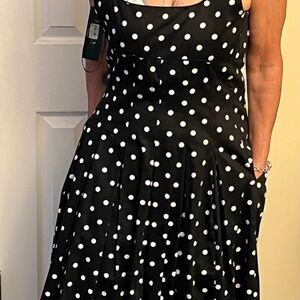 Black and white polka dot dress by Lauren. Size 12.
